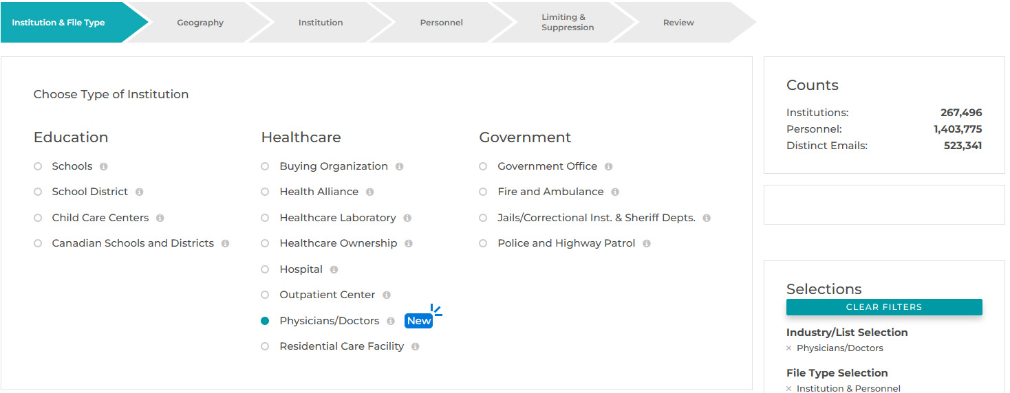 Select Physicians directly from List Builder